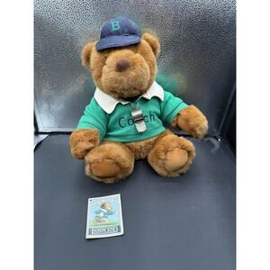 Vintage 1991 Lands' End Gund Rugby Coach Paul Bear Teddy Plush Whistle Hat 12"